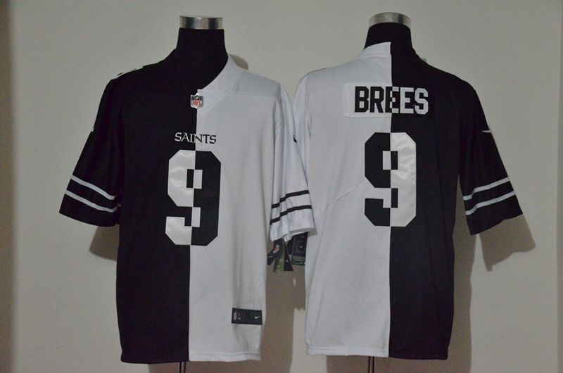 Men New Orleans Saints #9 Brees Black white Half version 2020 Nike NFL Jerseys->buffalo bills->NFL Jersey
